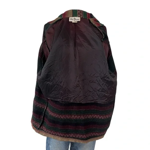 Vintage Southwestern stripe cotton blend blazer single breasted M - Picture 12 of 14